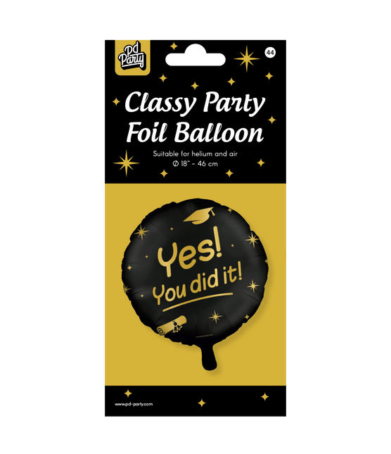 Zwart Gouden Geslaagd Helium Ballon You Did It Leeg 45cm van Paper Dreams koop je bij Partywinkel