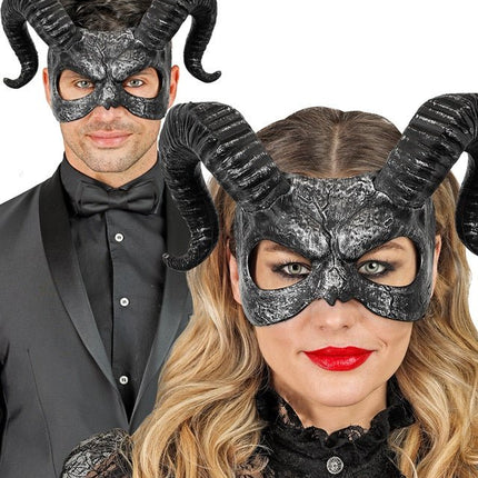 Zwart Oogmasker Hoorns van Widmann koop je bij Partywinkel