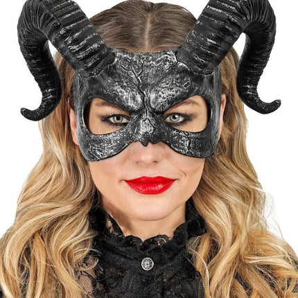 Zwart Oogmasker Hoorns van Widmann koop je bij Partywinkel