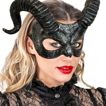 Zwart Oogmasker Hoorns van Widmann koop je bij Partywinkel