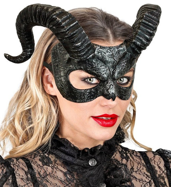 Zwart Oogmasker Hoorns van Widmann koop je bij Partywinkel