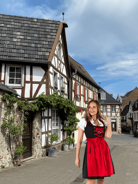 Zwart Rode Dirndl Jurk Oktoberfest Dames van Haus Huberts koop je bij Partywinkel