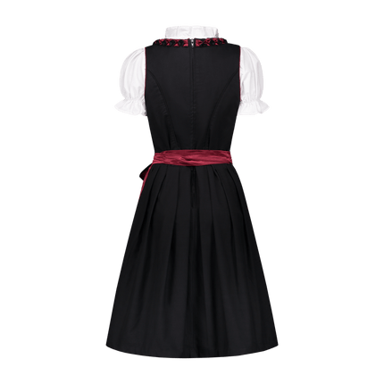 Zwart Rode Dirndl Jurk Oktoberfest Dames Bordeaux van Haus Huberts koop je bij Partywinkel