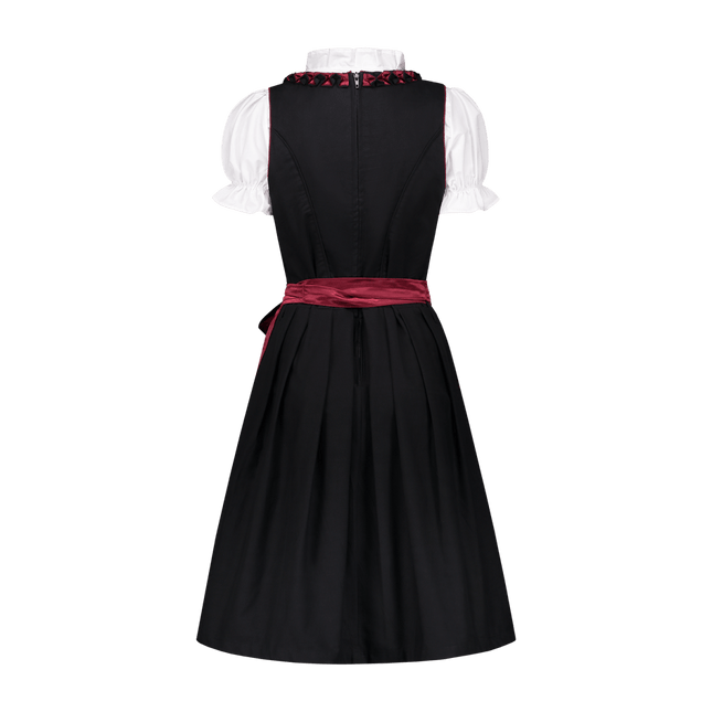 Zwart Rode Dirndl Jurk Oktoberfest Dames Bordeaux van Haus Huberts koop je bij Partywinkel