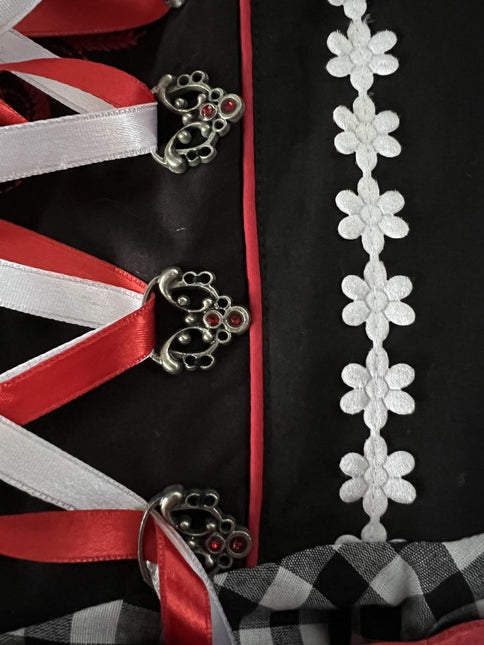 Zwart Witte Dirndl Jurk Oktoberfest Dames Geruit van Haus Huberts koop je bij Partywinkel