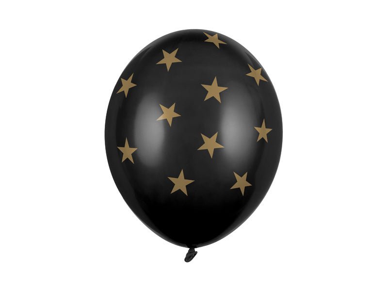 Zwarte Ballon Gouden Sterren 30cm 6st van Partydeco koop je bij Partywinkel