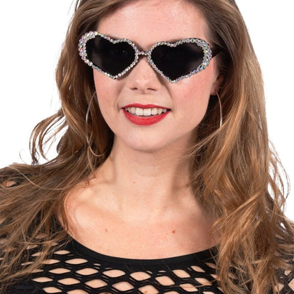 Zwarte Bril Hartjes Met Steentjes van Wilbers & Wilbers koop je bij Partywinkel