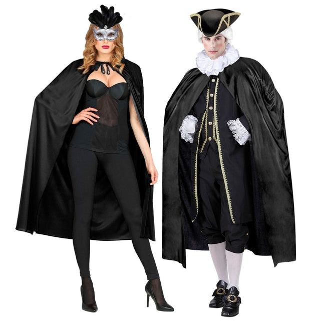 Zwarte Cape 1,36m van Widmann koop je bij Partywinkel