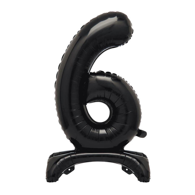 Zwarte Cijfer Ballon 6 Jaar Met Standaard 76cm van Unique koop je bij Partywinkel
