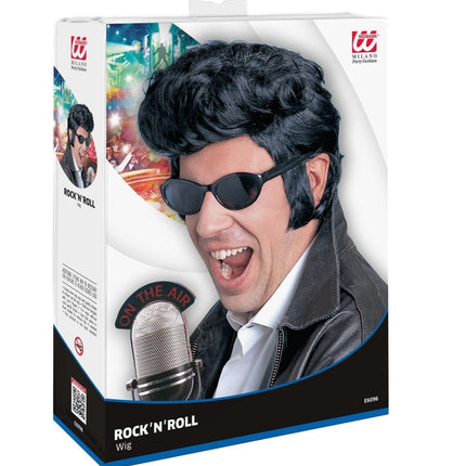 Zwarte Elvis Pruik van Widmann koop je bij Partywinkel