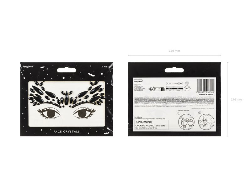 Zwarte Gezicht Stickers Kristallen van Partydeco koop je bij Partywinkel