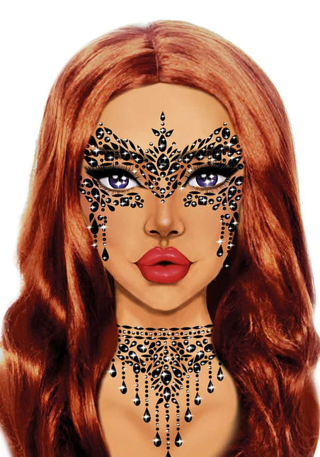 Zwarte Gezicht Stickers Masquerade Strass van Leg Avenue koop je bij Partywinkel