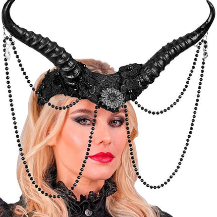 Zwarte Haarband Hoorns van Widmann koop je bij Partywinkel
