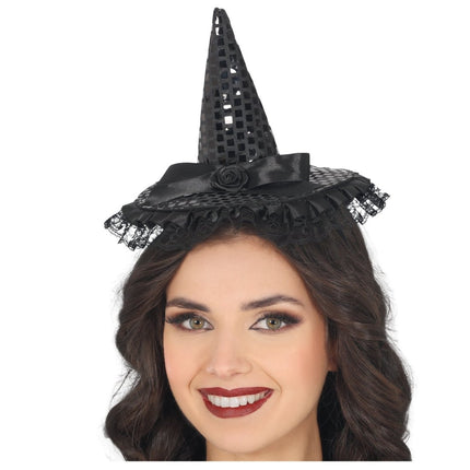 Zwarte Haarband Mini Heksenhoed van Fiestas Guirca koop je bij Partywinkel
