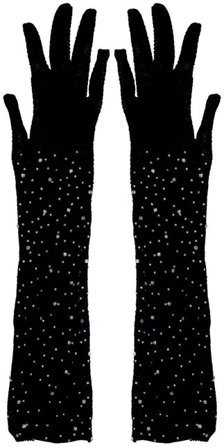 Zwarte Handschoenen Glitters 30cm van Fiestas Guirca koop je bij Partywinkel