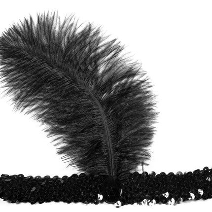 Zwarte Hoofdband Charleston Met Veer van Wilbers & Wilbers koop je bij Partywinkel