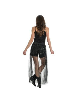 Zwarte Lange Tule Rok Met Glitters Dames One Size van CHAKS koop je bij Partywinkel