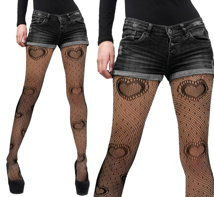 Zwarte Panty met hartjes van Fiestas Guirca koop je bij Partywinkel