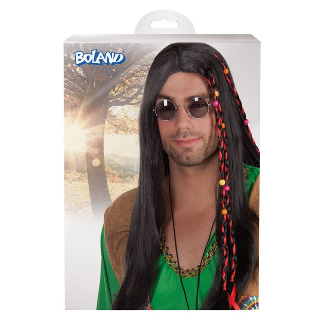 Zwarte Pruik Flower Power van Boland koop je bij Partywinkel