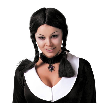 Zwarte Pruik met Vlechten van Fiestas Guirca koop je bij Partywinkel