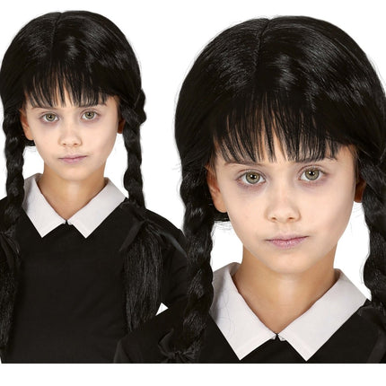 Zwarte Pruik met Vlechten Kind van Fiestas Guirca koop je bij Partywinkel