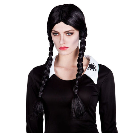 Zwarte Pruik met Vlechten Lang van Boland koop je bij Partywinkel