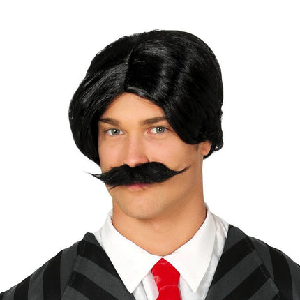 Zwarte Pruik Snor van Fiestas Guirca koop je bij Partywinkel