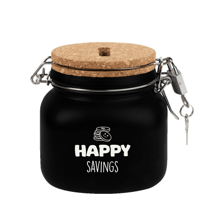 Zwarte Spaarpot Happy Savings 12,5cm van Paper Dreams koop je bij Partywinkel