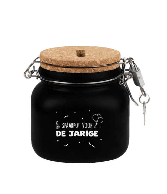 Zwarte Spaarpot Jarige 12,5cm van Paper Dreams koop je bij Partywinkel