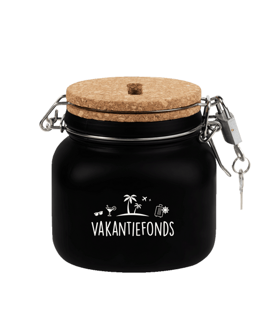 Zwarte Spaarpot Vakantiefonds 12,5cm van Paper Dreams koop je bij Partywinkel