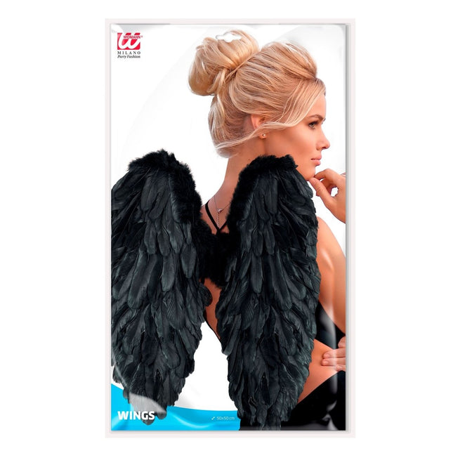 Zwarte Vleugels Opvouwbaar 50cm van Widmann koop je bij Partywinkel