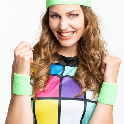 Zweetbandjes Neon Groen 3st van Partychimp koop je bij Partywinkel